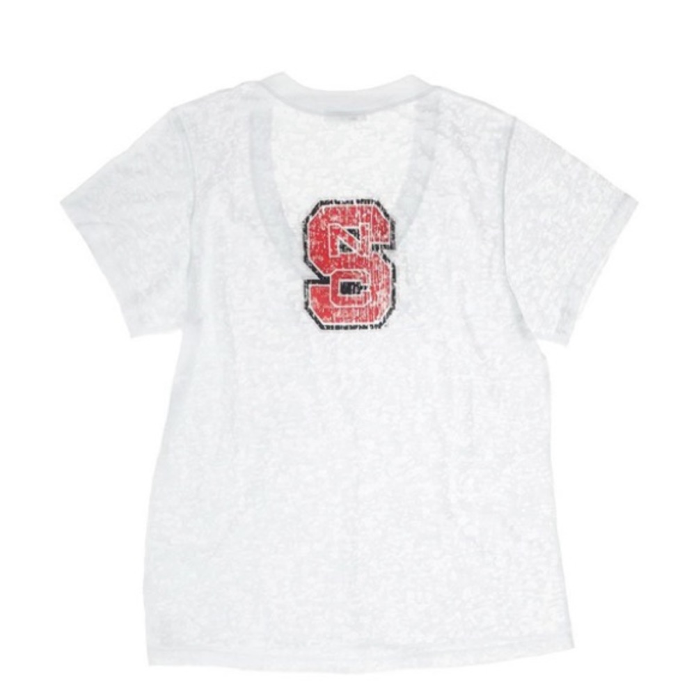 NORTH CAROLINA STATE UNIVERSITY DEEP V-NECK BURNOUT TEE